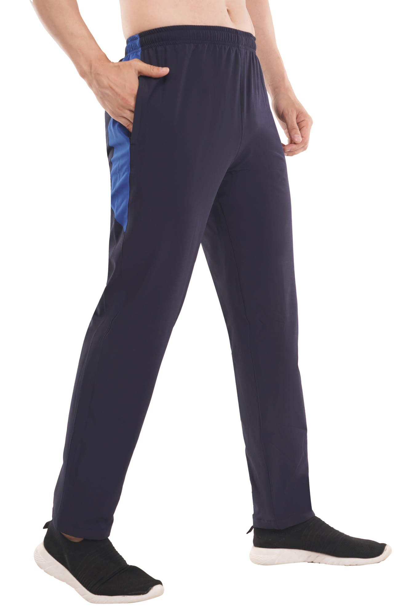 Lycra Navy Blue Trouser Track Pants