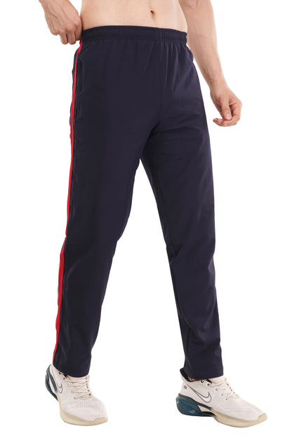 Lycra Navy Blue Red Trouser Track Pants