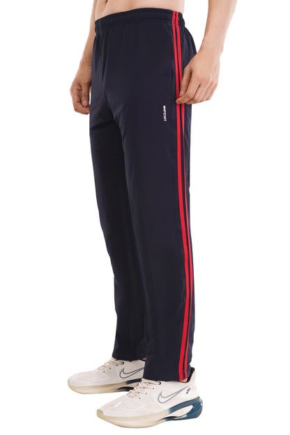 Lycra Navy Blue Red Trouser Track Pants