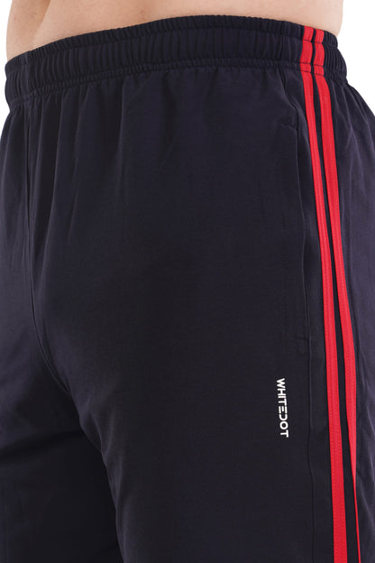 Lycra Navy Blue Red Trouser Track Pants