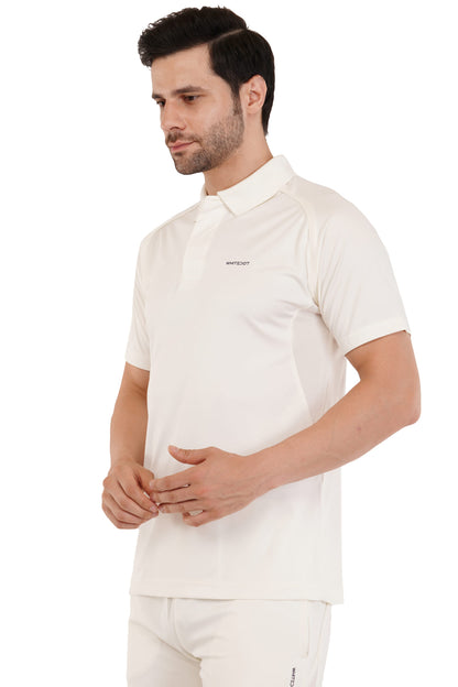 Hexa Dri-FIT Cricket White Polo T-Shirt - Off White