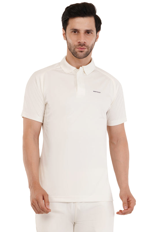 Hexa Dri-FIT Cricket White Polo T-Shirt - Off White