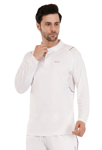 Omega Dri-FIT White Polo T-Shirt Full Sleeves