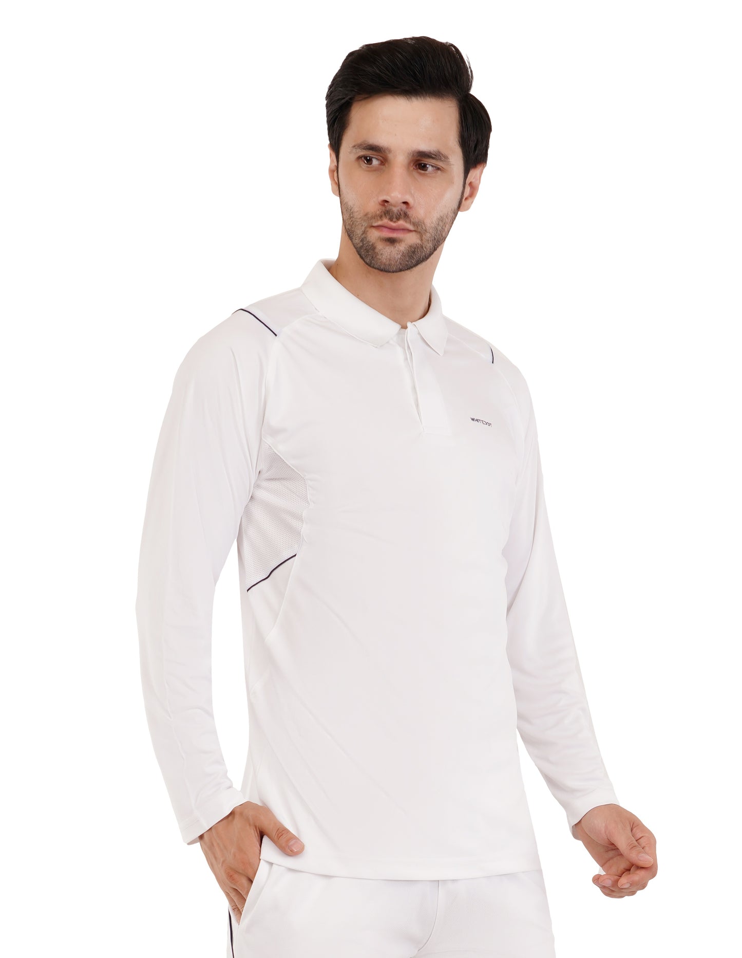 Omega Dri-FIT White Polo T-Shirt Full Sleeves